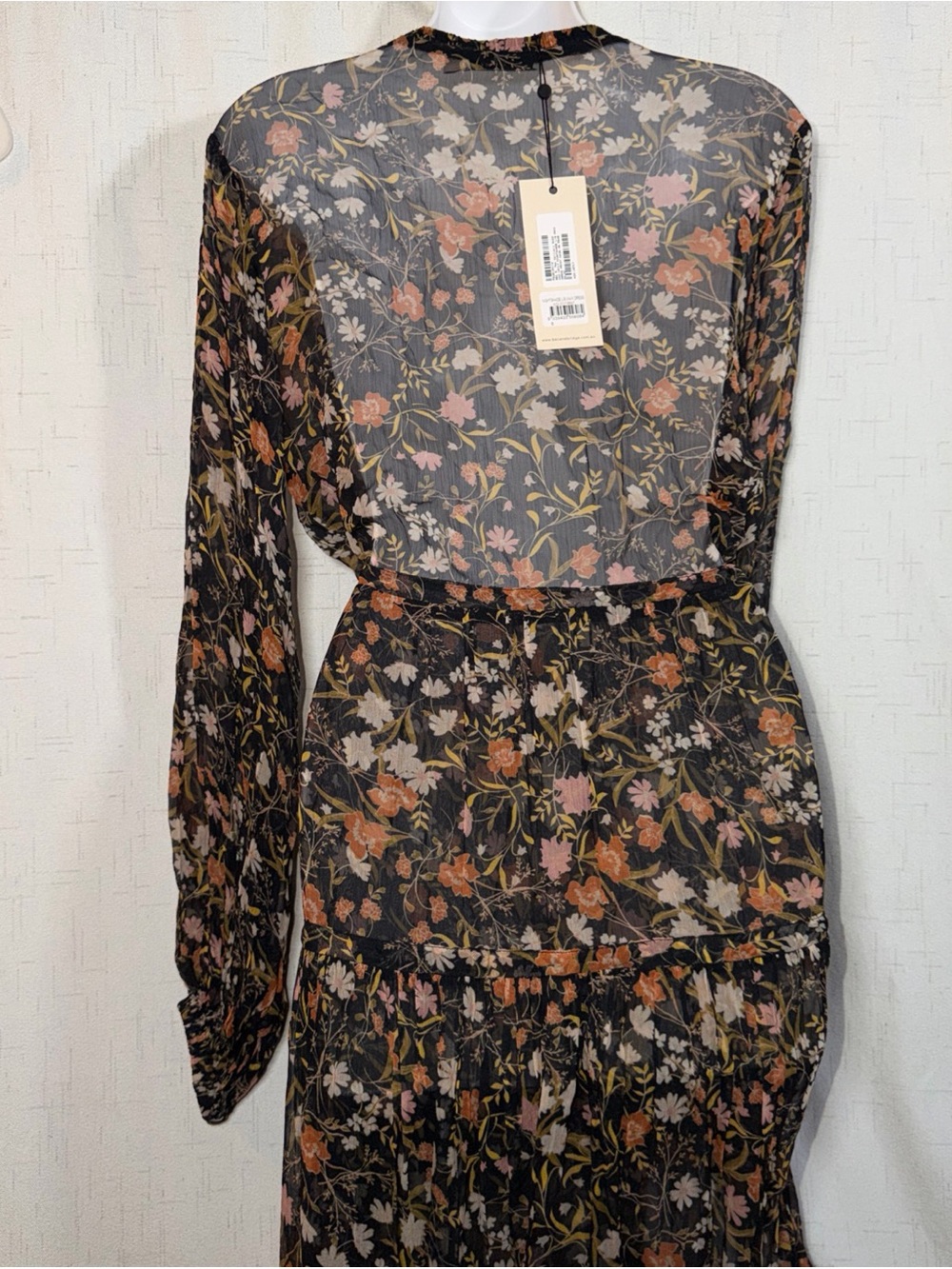 Bec and Bridge Nightshade Silk Floral Long Sleeve Tiered Maxi Dress Sz 4 Boho - Picture 10 of 16